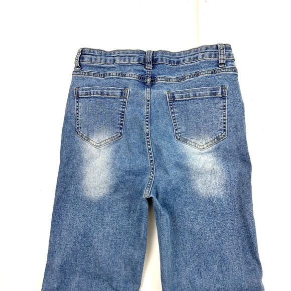 Dazy Slim Straight Raw Hem Women's size L Medium Wash Blue Denim jeans - Picture 4 of 4